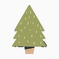 ein süß einfach Weihnachten Baum, Fichte, Kiefer, Nadelbaum ohne Dekoration, eben Vektor Illustration isoliert auf Weiß Hintergrund. fröhlich Weihnachten und glücklich Neu Jahr.