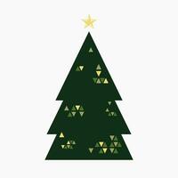 en söt jul träd med härlig dekoration platt vektor illustration isolerat på vit bakgrund. glad jul och Lycklig ny år