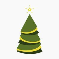 en olika uppsättning av söt jul träd med härlig dekoration platt vektor illustration isolerat på vit bakgrund. glad jul och Lycklig ny år
