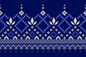 Indigo Marine Blau geometrisch traditionell ethnisch Muster Ikat nahtlos Muster Rand abstrakt Design zum Stoff drucken Stoff Kleid Teppich Vorhänge und Sarong aztekisch afrikanisch indisch indonesisch vektor