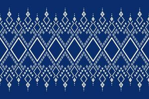 indigo Marin blå geometrisk traditionell etnisk mönster ikat sömlös mönster gräns abstrakt design för tyg skriva ut trasa klänning matta gardiner och sarong aztec afrikansk indisk indonesiska vektor