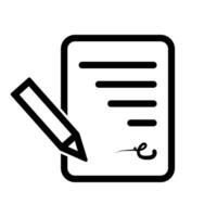 enkel kontrakt dokumentera och penna ikon. signatur. vektor. vektor