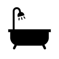 Badewanne mit Dusche Silhouette Symbol. Vektor. vektor