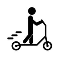 Person Reiten elektrisch Roller Silhouette Symbol. Vektor. vektor