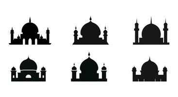 minimalistisch Moschee Silhouette auf Blau vektor