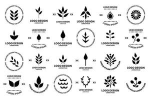 blomma och blad logotyp i en modern minimalistisk stil vektor