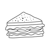hand dragen barn teckning tecknad serie vektor illustration smörgås ikon isolerat på vit bakgrund