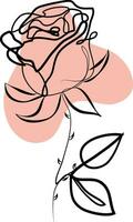 einer Linie Zeichnung. dekorativ schön Englisch Garten Rose mit Knospe und Farbe Flecken. minimalistisch Hand gezeichnet skizzieren. Vektor Lager Illustration.