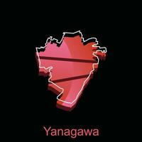 Karta stad av yanagawa design, hög detaljerad vektor Karta - japan vektor design mall, lämplig för din företag