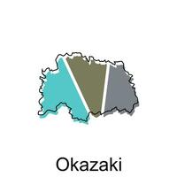 Karta stad av okazaki design, hög detaljerad vektor Karta - japan vektor design mall