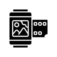 rollen Film Glyphe Symbol. Vektor Symbol zum Ihre Webseite, Handy, Mobiltelefon, Präsentation, und Logo Design.