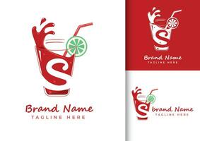 Brief s frisch Saft Logo Design Vorlage vektor