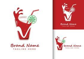 Brief v frisch Saft Logo Design Vorlage vektor