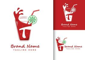 brev t färsk juice logotyp design mall vektor