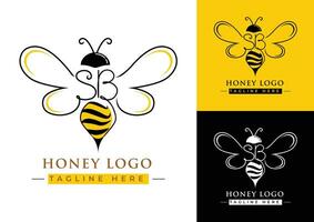 Brief s und b Honig Biene Logo Vorlage vektor