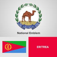 Eritrea National Emblem, karta och flagga vektor