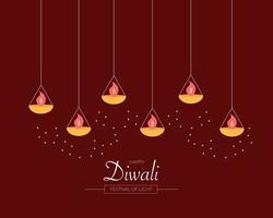Happy Diwali mit Kerzengrußkarte vektor