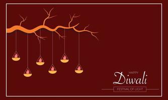 glückliches Diwali mit Kerzenzweigen Vektor