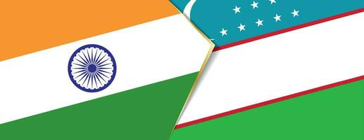 Indien och uzbekistan flaggor, två vektor flaggor.