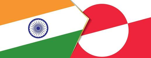 Indien och Grönland flaggor, två vektor flaggor.