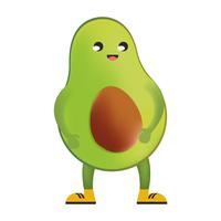 Eine niedliche Avocado-Figur. Tanzen und winken. Lächelndes Gesicht. Flache Vektorillustration vektor