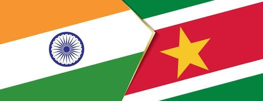 Indien och suriname flaggor, två vektor flaggor.
