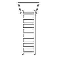 Treppe zu das Dachgeschoß, Vektor isoliert Illustration im Gekritzel Stil, schwarz Gliederung