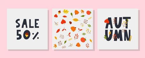 Herbstillustration, Banner, Verkaufsvektor, Herbst, Schriftzug, Karte vektor