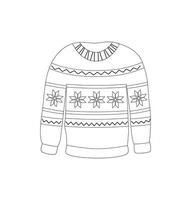 hässlich Pullover, zur Seite fahren, Jumper. Winter Basic wesentliche. gemütlich Kleidung. Linie Kunst. linear Zeichnung. Gekritzel, Symbol. vektor