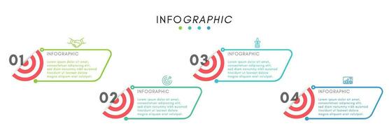 Geschäft Infografik Etikette Design Vorlage mit Symbole und 4 Ziele, Vektor zum Geschäft Ziele Einstellung.