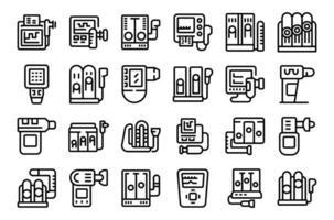 Spirometer Symbole einstellen Gliederung Vektor. Lungenentzündung Gesundheit vektor