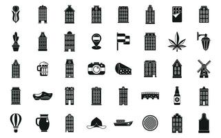 Amsterdam Symbole einstellen einfach Vektor. Europa Haus vektor