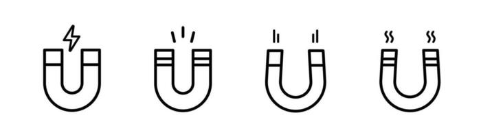 magnet linje ikon. hästsko ikon uppsättning. magnet hästsko linje ikon. magnet symbol uppsättning. redigerbar stroke. stock vektor illustration.