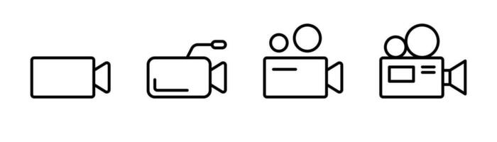 video kamera linje ikon. film kamera ikon uppsättning. video kamera symbol i linje. översikt bio tecken. redigerbar stroke. stock vektor illustration.