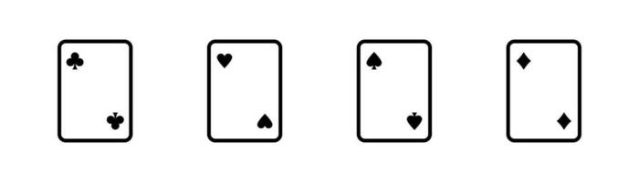 spielen Karte Linie Symbol. spielen Karte Symbol Satz. Gliederung Poker Karte unterzeichnen. editierbar Schlaganfall. Kasino Illustration. Lager Vektor Illustration.