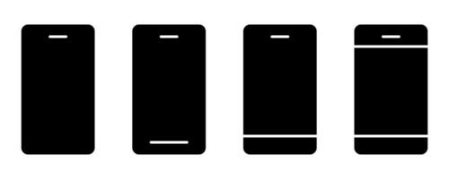 mobil ikoner. smartphone ikon uppsättning. mobil telefon i glyph. glyf smartphone symbol. mobiltelefon i svart. mobil enhet ikon. stock vektor illustration