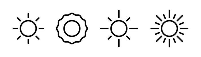 Sol linje ikon. solljus symbol. Sol ikon uppsättning. linje Sol ikon. solstråle illustration. redigerbar stroke. stock vektor illustration.