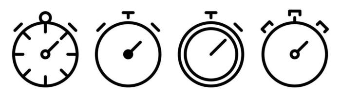 stoppur ikon uppsättning. timer symbol i linje. översikt stoppur ikon. nedräkning klocka. linjär timer i cirkel. stock vektor illustration.