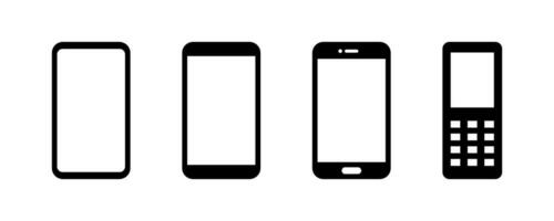 Handy, Mobiltelefon Telefon Symbol. Smartphone Symbol Satz. Handy, Mobiltelefon Telefon mit transparent Bildschirm. isoliert Smartphone unterzeichnen. Lager Vektor Illustration