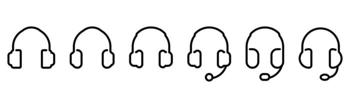 Linie Kopfhörer Symbol Satz. Headset Symbol im Linie. Kopfhörer Symbol im Linie. Kopfhörer Vektor Illustration. Gliederung Headset Symbol. Lager Vektor Illustration.