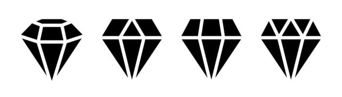 Diamant Symbole Satz. Glyphe Juwel Symbol. Diamant Symbol im schwarz. isoliert Juwel unterzeichnen. brillant Vektor. Glyphe Diamant Piktogramm. einstellen von Juwel Symbol. Lager Vektor Illustration