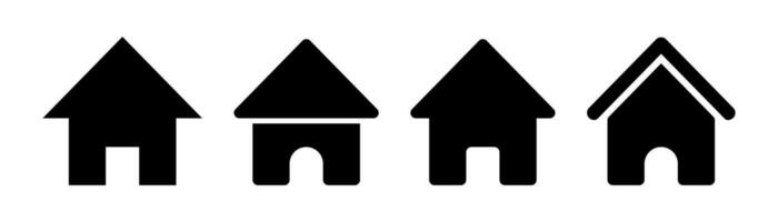 Haus Symbol Satz. Zuhause Symbol im schwarz. echt Nachlass Symbol. Haus im Glyphe. Zuhause Zeichen Symbol Satz. Zuhause Silhouette. Lager Vektor Illustration