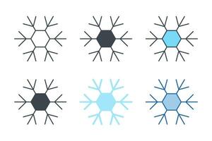 Schneeflocke Symbol Sammlung mit anders Stile. Schneeflocke Winter Symbol Symbol Vektor Illustration isoliert auf Weiß Hintergrund