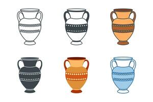 antik vas ikon samling med annorlunda stilar. antik vaser. gammal vas ikon symbol vektor illustration isolerat på vit bakgrund