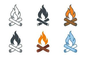 Lagerfeuer Symbol Sammlung mit anders Stile. Lagerfeuer Symbol Symbol Vektor Illustration isoliert auf Weiß Hintergrund