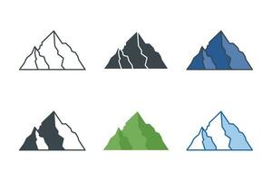 berg ikon samling med annorlunda stilar. klippig berg ikon symbol vektor illustration isolerat på vit bakgrund