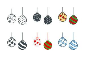 Weihnachten Ornament Ball Symbol Sammlung mit anders Stile. Weihnachten Baum Ball Symbol Symbol Vektor Illustration isoliert auf Weiß Hintergrund