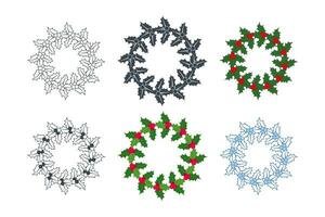 jul krans ikon samling med annorlunda stilar. ny år och jul krans ikon symbol vektor illustration isolerat på vit bakgrund