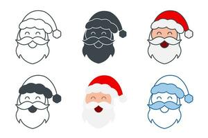 Santa claus Symbol Sammlung mit anders Stile. Weihnachten Santa claus Gesichter Symbol Symbol Vektor Illustration isoliert auf Weiß Hintergrund