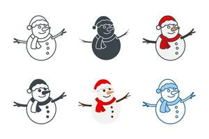 snögubbe ikon samling med annorlunda stilar. jul vinter- kall snögubbe ikon symbol vektor illustration isolerat på vit bakgrund